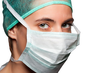 Image showing Female Surgeon with face mask