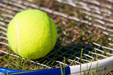 Image showing Tennis Ball and Racquet