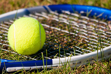 Image showing Tennis Ball and Racquet