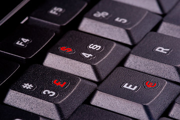 Image showing Keyboard With Currency Symbols in Red