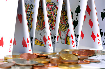 Image showing Castle of Cards and Coins