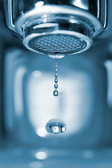 Image showing Water drop from a faucet