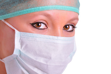 Image showing Female Surgeon with face mask