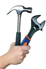 Image showing Hammer and Wrench