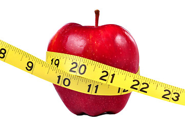 Image showing Red Apple and Measuring Tape