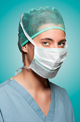 Image showing Female Surgeon with face mask