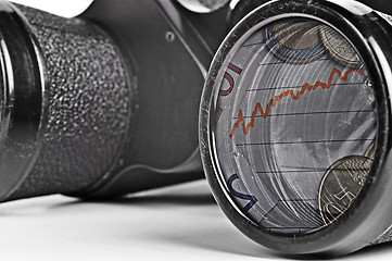 Image showing Old Binoculars Seeing Financial Crisis