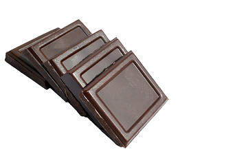 Image showing Pieces of Dark Chocolate isolated over white