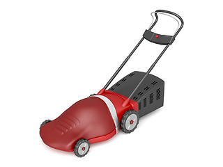 Image showing Red electric lawn mower