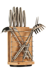 Image showing Silver kitchen utensils