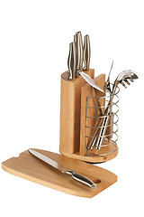 Image showing Silver kitchen utensils