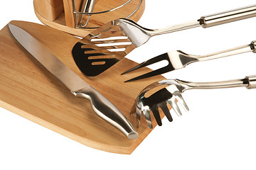 Image showing Silver kitchen utensils