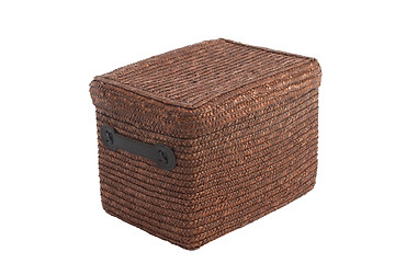 Image showing decorative brown wicker basket with lid