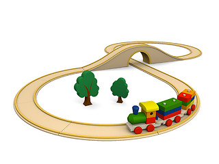 Image showing Wooden toy train with track