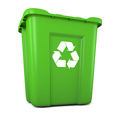 Image showing Green plastic recycle bin