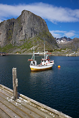 Image showing Fishing boat in fjord