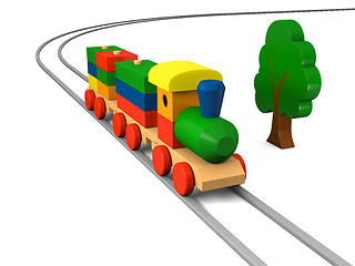 Image showing Wooden toy train