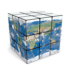 Image showing Earth cube with atmosphere