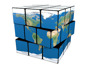 Image showing Earth cube twisting