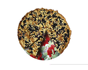 Image showing Fresh pie with bilberry on the white background