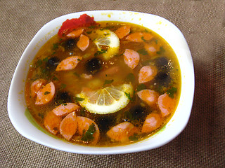 Image showing The plate with tasty soup