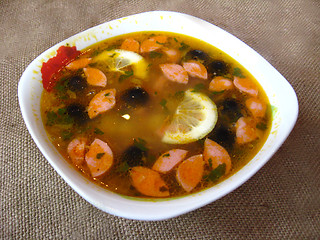 Image showing The plate with tasty soup