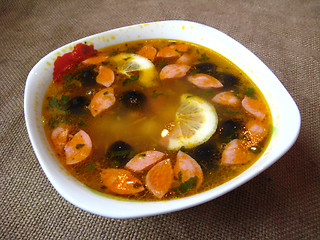 Image showing The plate with tasty soup