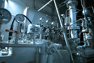 Image showing Equipment, cables and piping as found inside of  industrial powe