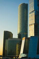 Image showing Skyscrapers at sunset
