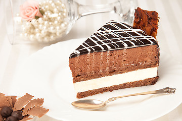 Image showing chocolate cake on the white plate