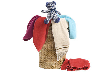 Image showing Laundry Basket and towels