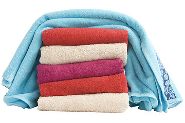 Image showing stacked of colorful towels