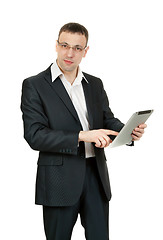 Image showing Businessman with tablet PC