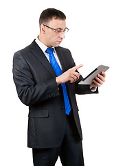 Image showing Businessman with tablet computer