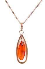 Image showing gold pendant with amber