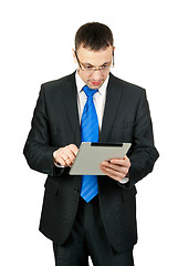 Image showing Businessman with tablet computer