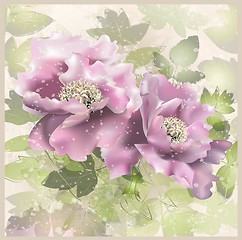 Image showing Greeting card with peony. Illustration peony. 