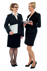 Image showing Two businesswomen discussing business