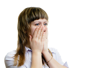 Image showing frightened young woman