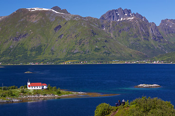 Image showing Picturesque church on Lofoten