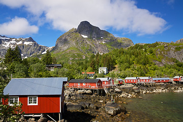 Image showing Fishing huts on Lofoten