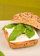 Image showing Whole sandwich with flax seeds
