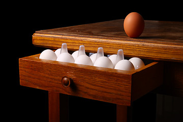 Image showing eggs on old table