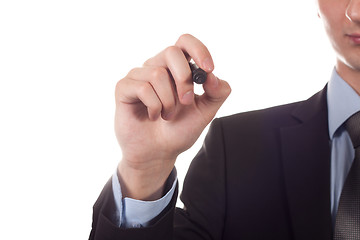 Image showing man writing on the screen isolated white