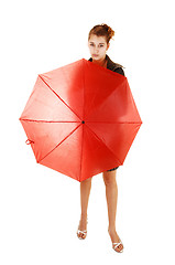 Image showing Girl with red umbrella.