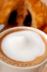 Image showing fresh croissant french brioche and coffee