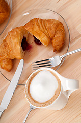 Image showing fresh croissant french brioche and coffee