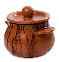 Image showing Dirty ceramic pot on white background