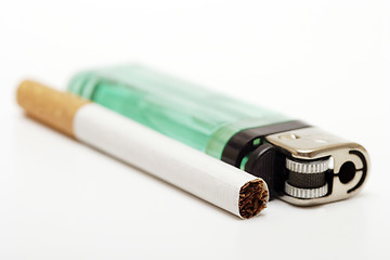 Image showing Cigarette and Lighter