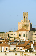 Image showing rooftop  Jerusalem Palestine Israel architecture with mosque tem